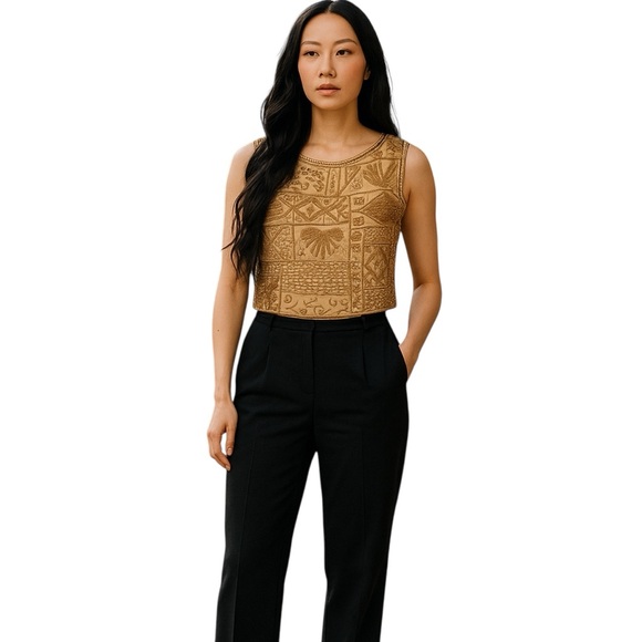 Niteline By Roufogali Top Womens S Gold 100% Silk Gold Elegant RegencyCore Y2K - Picture 15 of 15